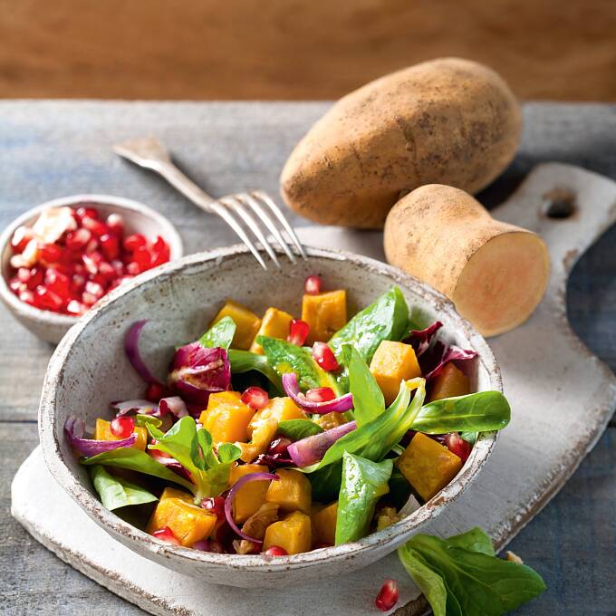 Einfach lecker – Süßkartoffeln mit Salat